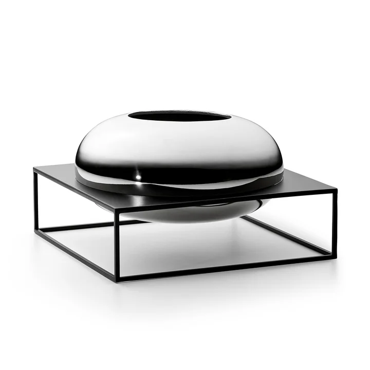 Solero Vase XL sur pied de Philippi en argent / noir