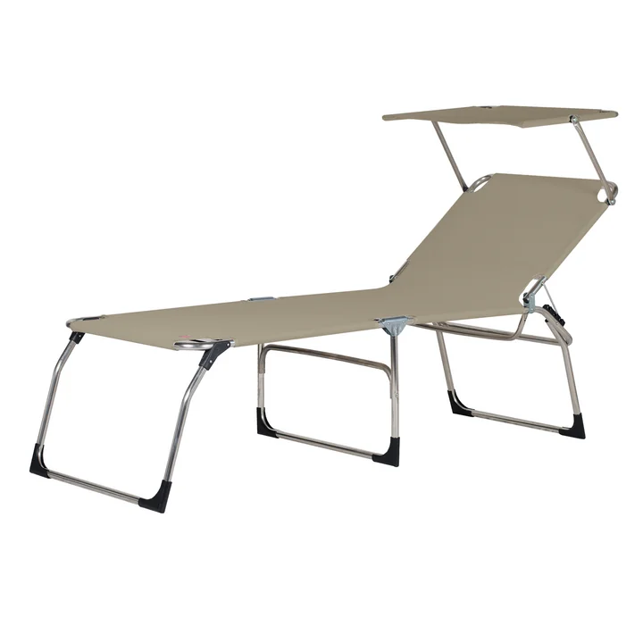 La chaise longue tripode Amigo 40+ avec pare-soleil de Fiam , taupe