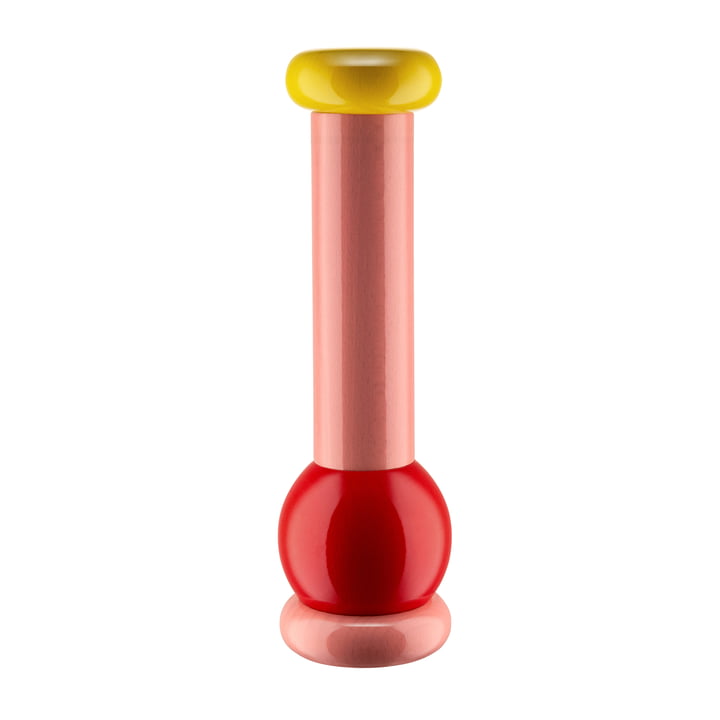 Twergi Moulin à poivre MP0210 de Alessi dans la combinaison de couleurs rose / rouge / jaune