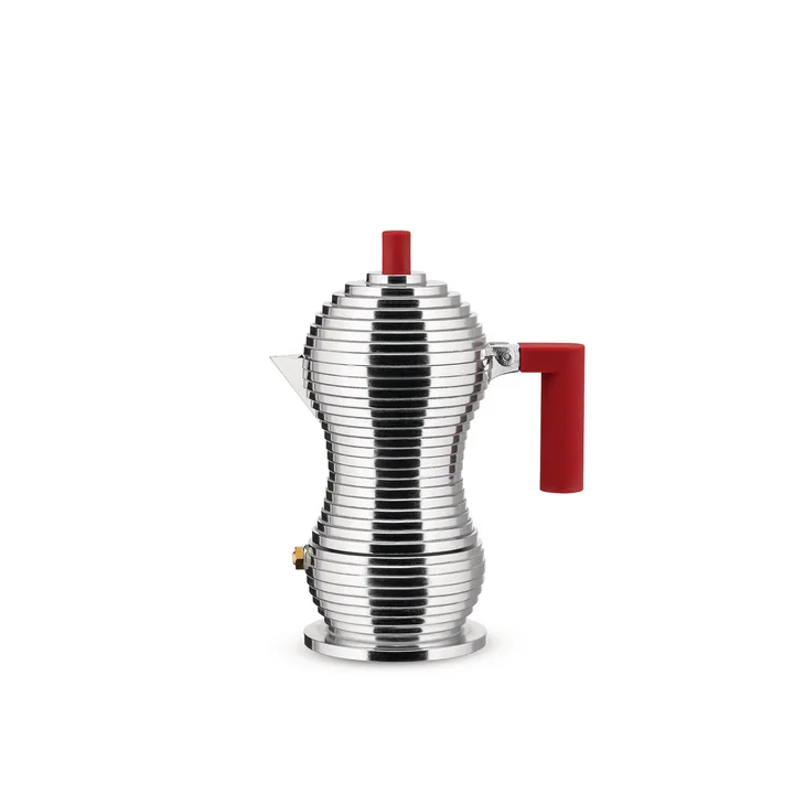 Pulcina Cafetière espresso 7 cl de Alessi en argent / rouge