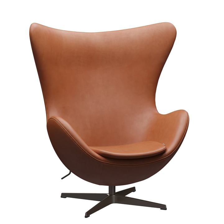 Le Egg Chair de Fritz Hansen , brun-bronze / Grace cuir noix