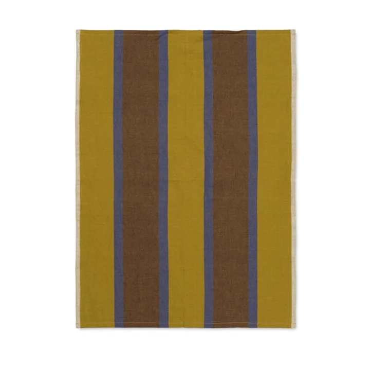 Hale Torchon de Ferm Living dans les couleurs lime-bleu foncé-chocolate