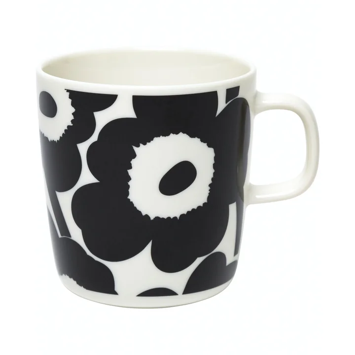 Marimekko - Oiva Unikko Gobelet avec anse, 400 ml, noir / blanc