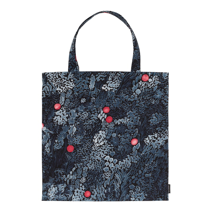 Kurjenmarja sac à provisions de Marimekko dans le design noir / bleu / rouge