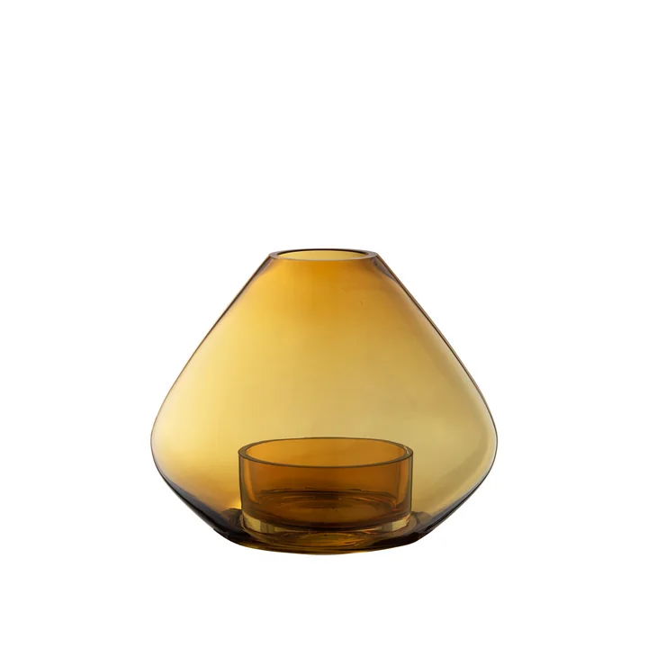 La lampe et le vase Uno Wind de AYTM , Ø 14,5 x H 11,5 cm, ambre