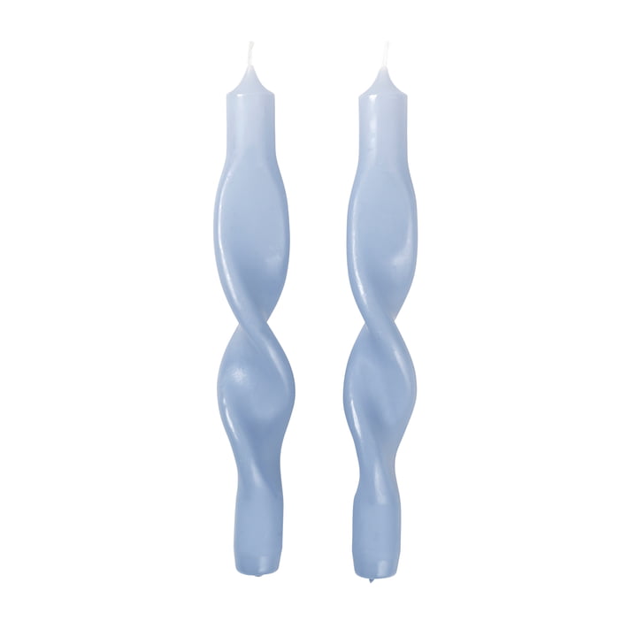 Les bougies Twist de Broste Copenhagen , plain air light blue (set de 2)