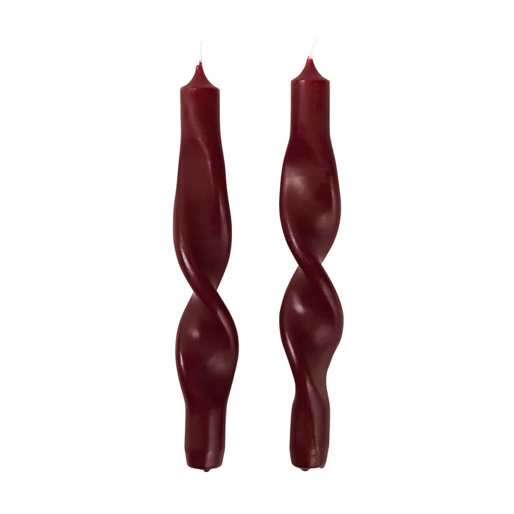 Les bougies Twist de Broste Copenhagen , burgundy (set de 2)