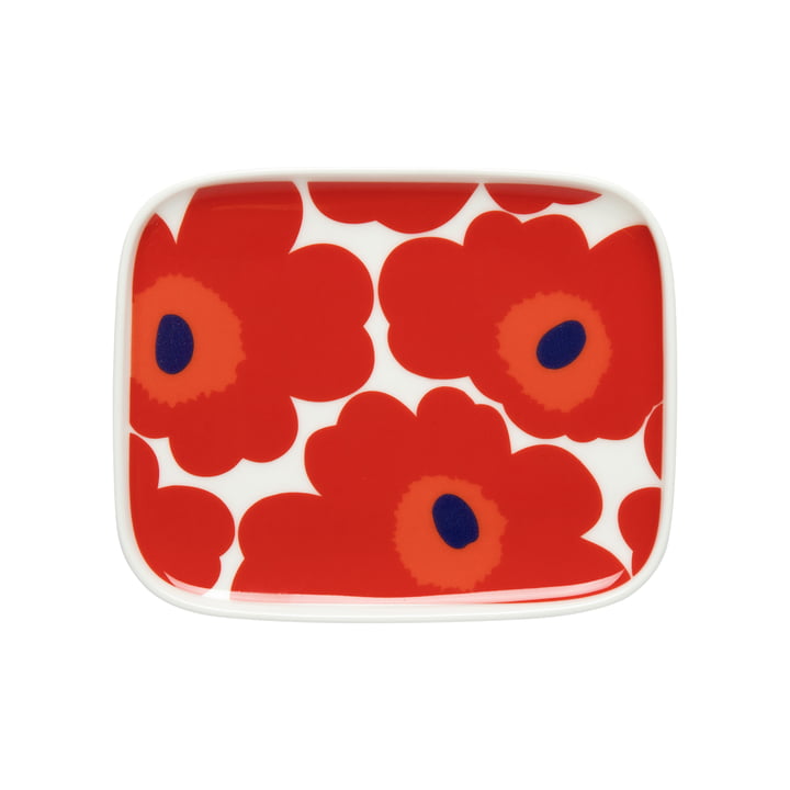 Marimekko - Oiva Unikko Plateau de service, 15 x 12 cm, blanc / rouge