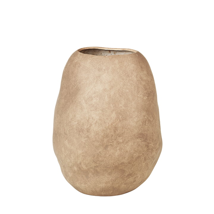 Organic Vase, H 43 cm de Broste Copenhagen en taupe simple