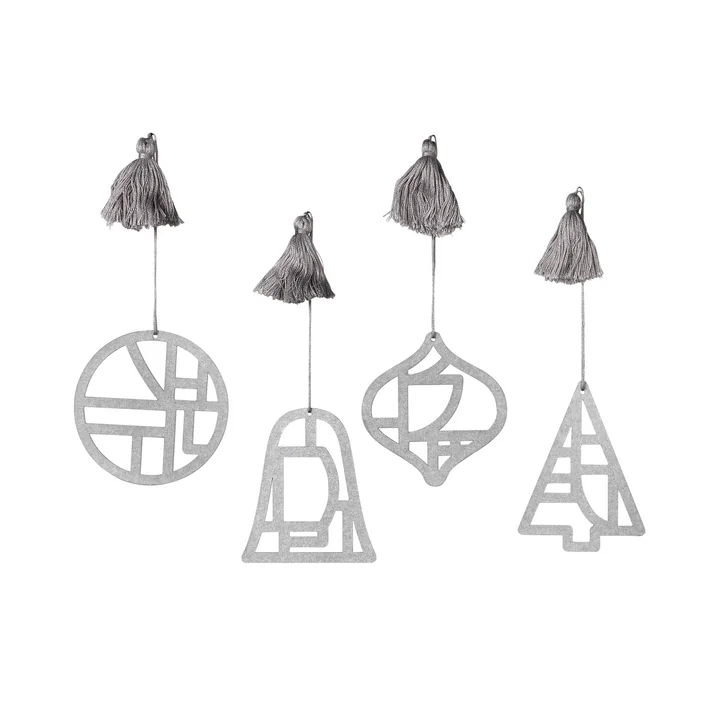 Christmas Fili Pendentif décoratif, Ø 8 cm, argent (set de 4) de Broste Copenhagen