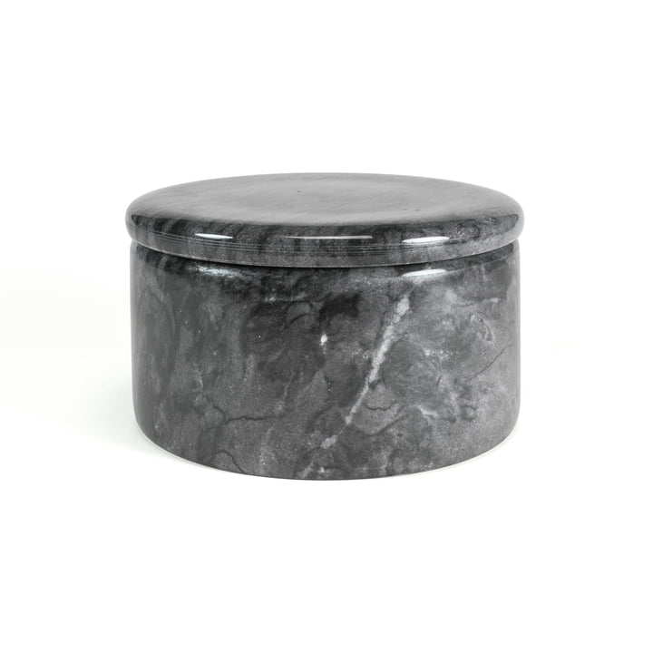 Rangement en marbre avec couvercle, gris foncé, 12 cm / H 7 cm par yunic