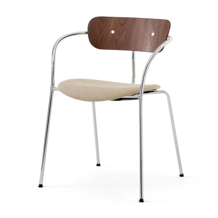 Pavilion AV4 Fauteuil, noyer / Ruskin Elk 05 / chrome par & tradition