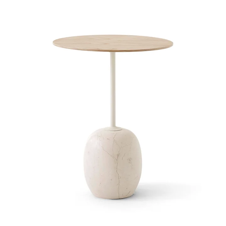 Lato Table d'appoint, H 50 cm / Ø 40 cm, Chêne / Marbre Crema Diva de & Tradition