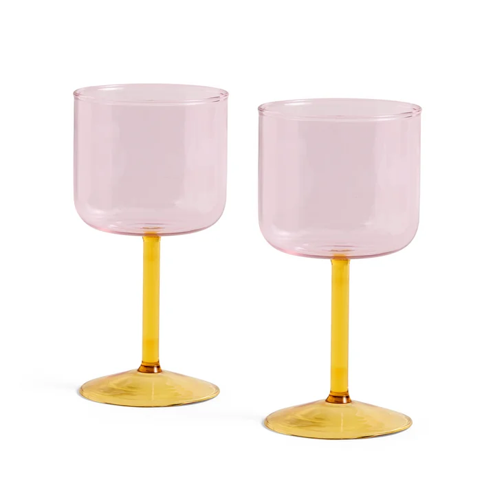 Tint Verre à vin de HAY en rose / jaune en set de 2 pièces
