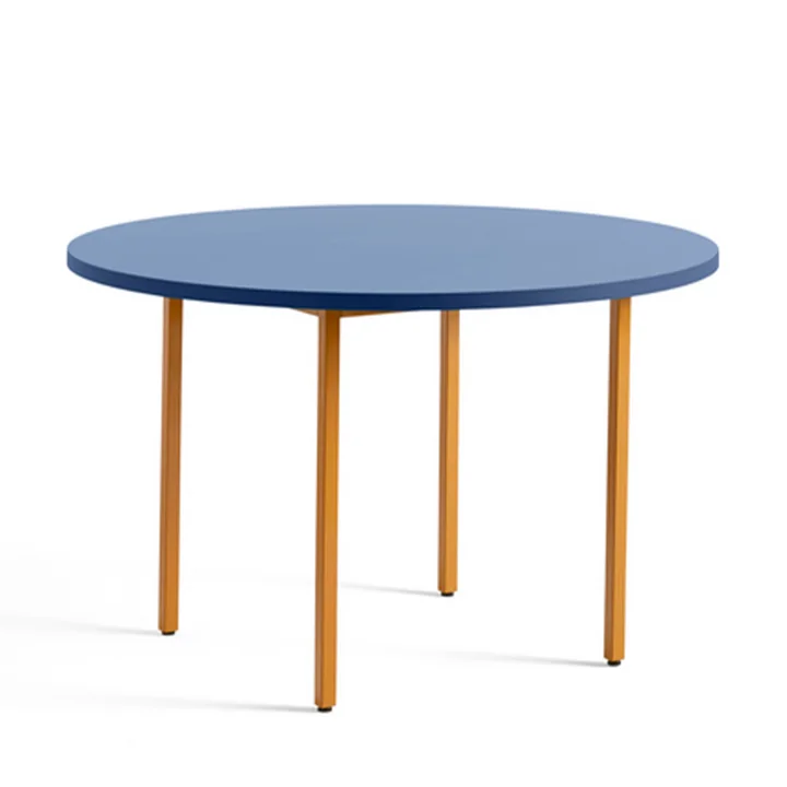 Two-Colour Table de salle à manger Ø 120 cm de HAY au design rond en couleur bleu / ocre