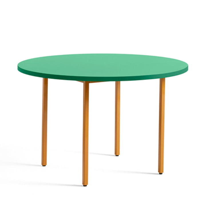 Two-Colour Table de salle à manger Ø 120 cm de Hay en design rond dans la couleur menthe / ocre