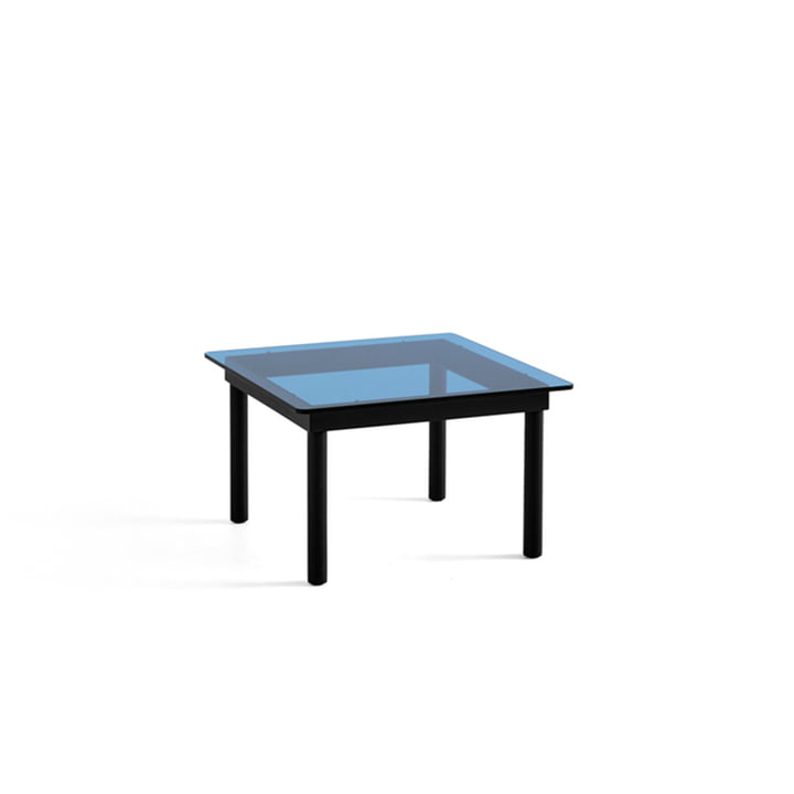 Kofi Table basse avec plateau en verre par Hay dans la taille 60 x 60 cm dans la couleur noir / bleu transparent