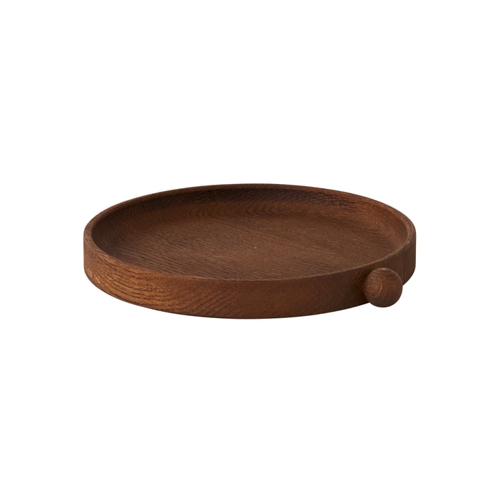 Inka Plateau en bois rond Ø 20 cm de OYOY en foncé