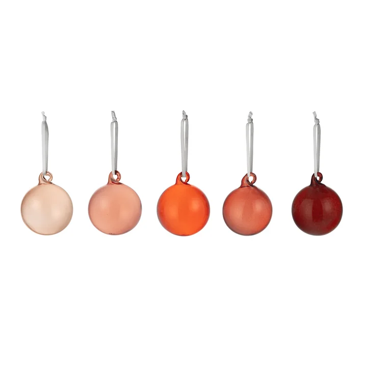 Boules de verre 40 mm de Iittala en différentes nuances de rouge (set de 5)