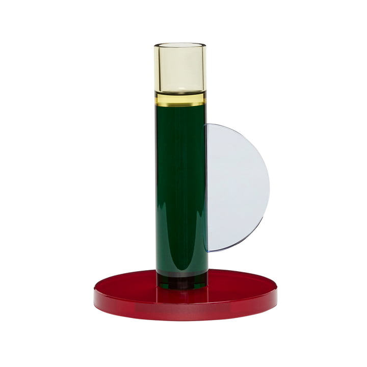 Bougeoir en cristal, rouge foncé / vert par Hübsch Interior