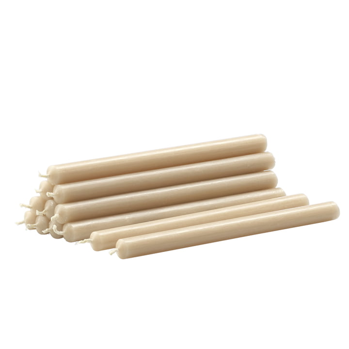 Bougies en paraffine (set de 12) de Stoff Nagel en beige