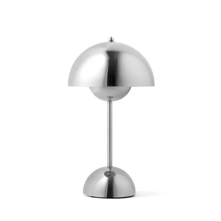Flowerpot Lampe de table à accu LED VP9 de & Tradition dans la version chrome plaqué
