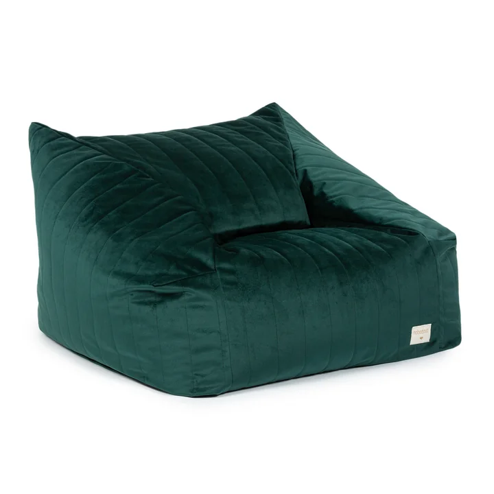 Chelsea pouf en velours de Nobodinoz dans le design jungle green