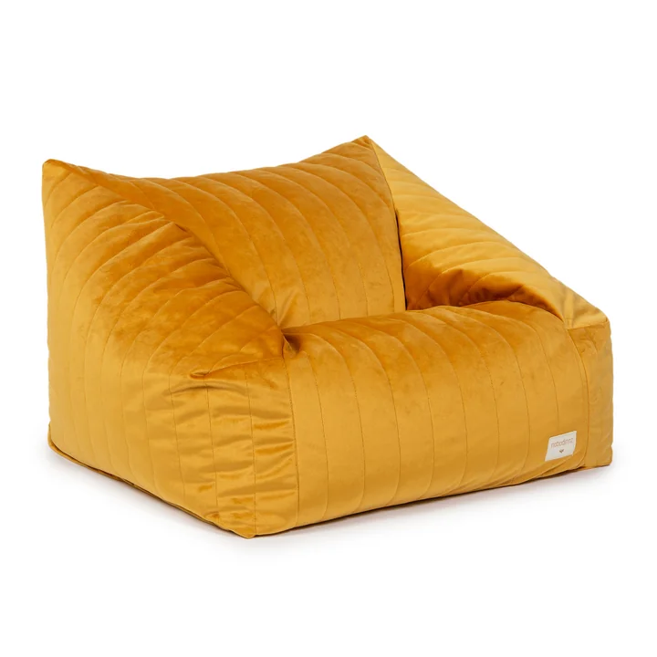 Chelsea pouf en velours de Nobodinoz dans le design farniente yellow