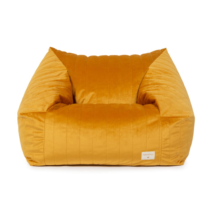 Chelsea pouf en velours de Nobodinoz dans le design farniente yellow