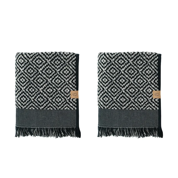 Morocco Serviette d'invité 60 x 35 cm de Mette Ditmer en noir / blanc (set de 2)