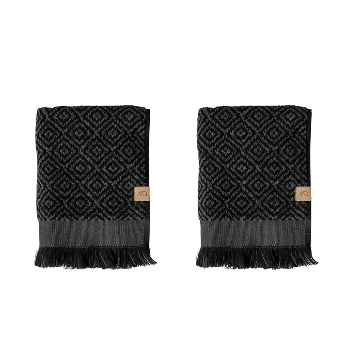 Morocco Serviette d'invité 60 x 35 cm de Mette Ditmer en noir / gris (set de 2)