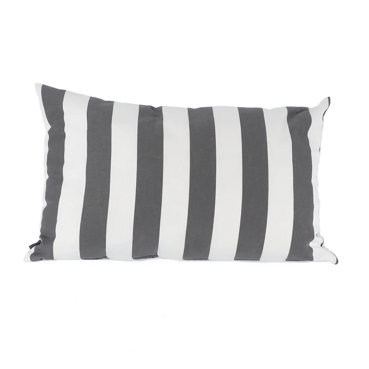 Somnia Coussin d'extérieur, 40 x 60 cm de Jan Kurtz en rayures blanches / gris foncé