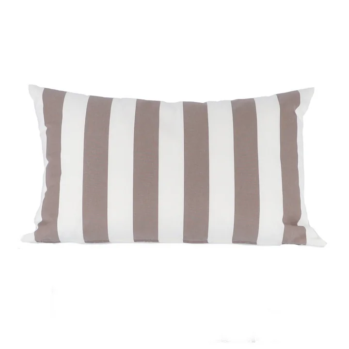Somnia Coussin d'extérieur, 40 x 60 cm de Jan Kurtz en rayures blanches / taupe