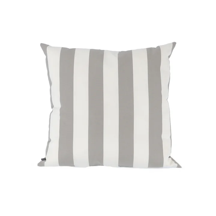 Somnia Coussin d'extérieur, 48 x 48 cm de Jan Kurtz en rayures blanches / gris clair