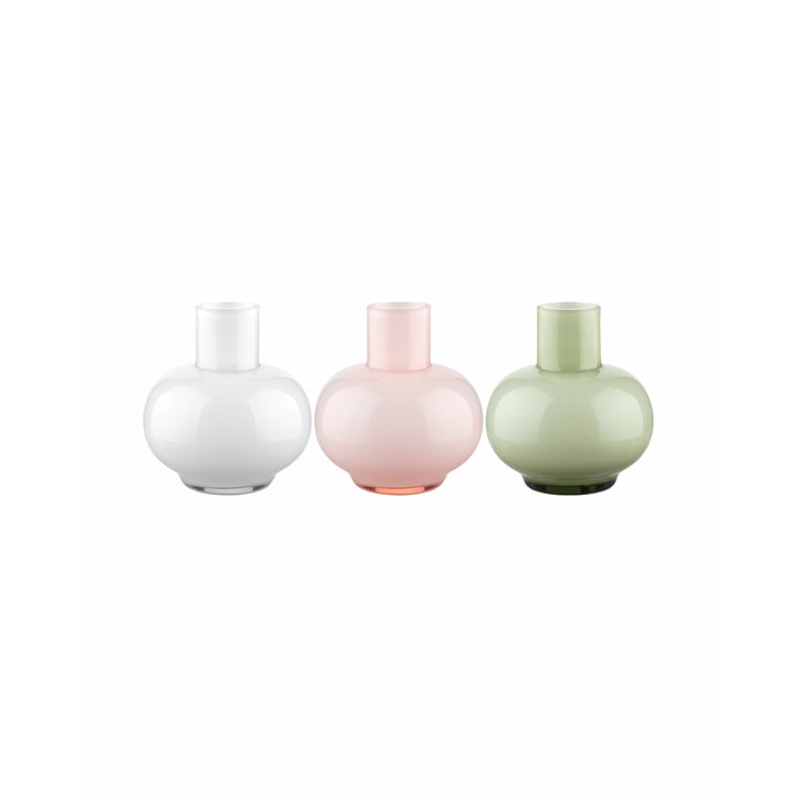 Marimekko - Mini Vase (set de 3) Ø 5,5 x H 6 cm, olive / white / pink