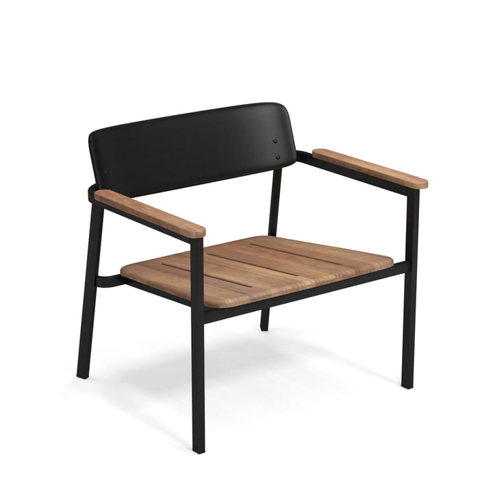 Shine Outdoor Lounge Chair de Emu en teck / noir