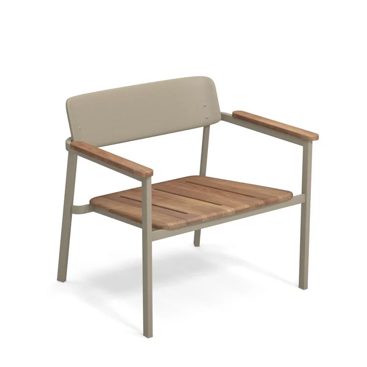 Shine Outdoor Lounge Chair de Emu en teck / taupe