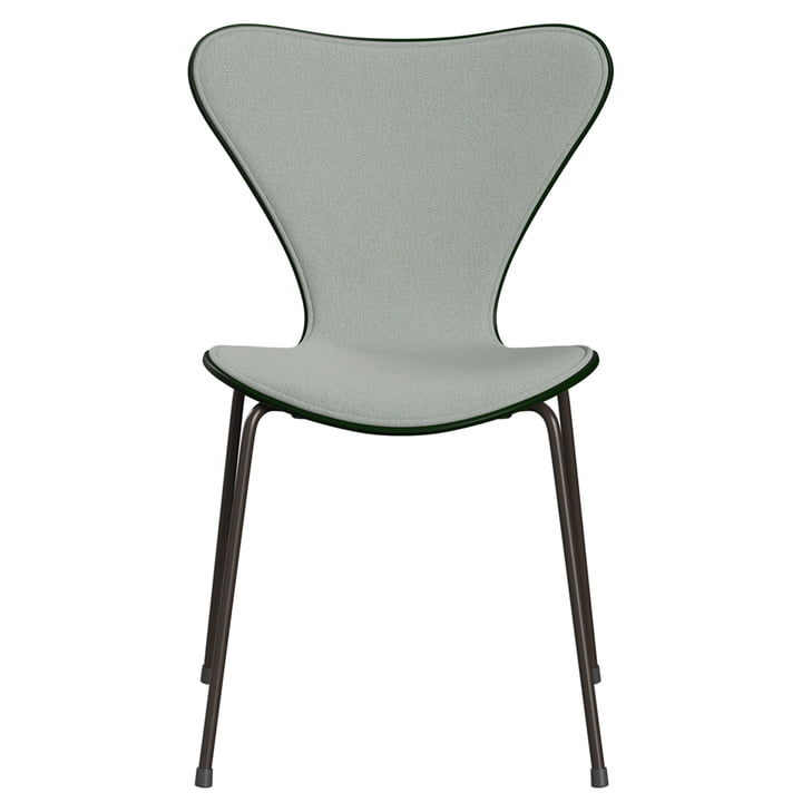 Série 7 chaise, frêne teinté evergreen / piétement brun-bronze / vert menthe (Sunniva 2) de Fritz Hansen