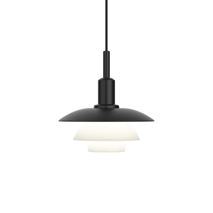 PH 3/3 Suspension, aluminium noir / verre opale de Louis Poulsen