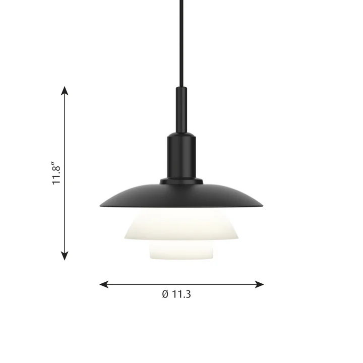 PH 3/3 Suspension de Louis Poulsen en aluminium noir / verre opale