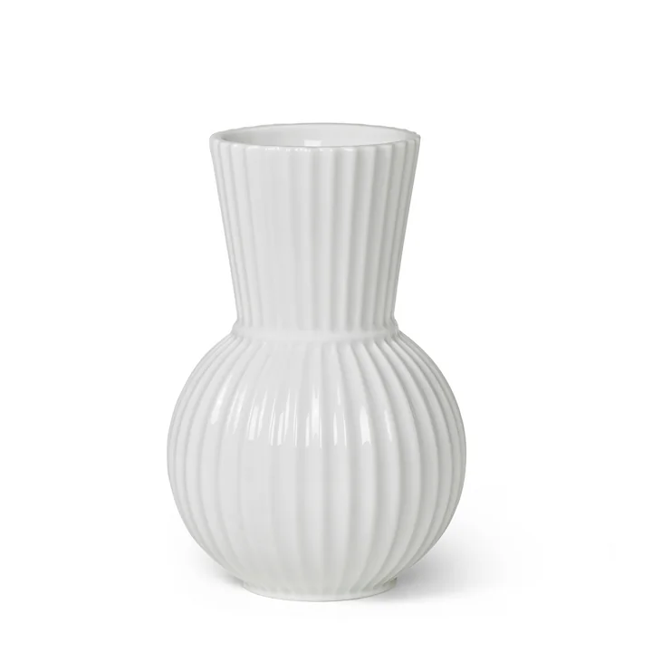 Lyngby Tura Vase, H 18 cm en blanc de Lyngby Porcelæn