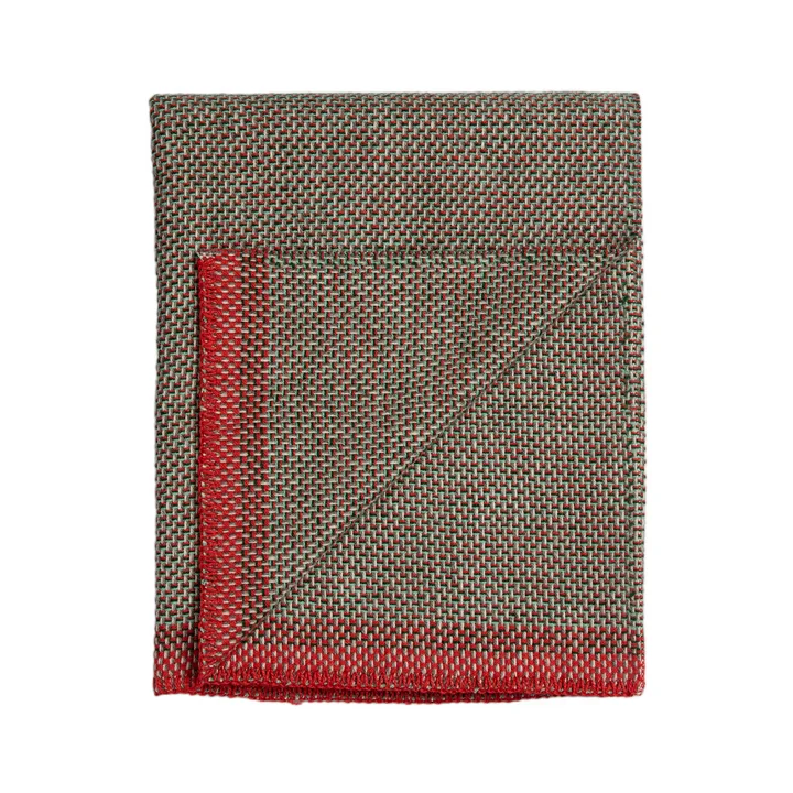 Røros Tweed - Una Couverture de laine 200 x 150 cm, bicolore rouge / vert