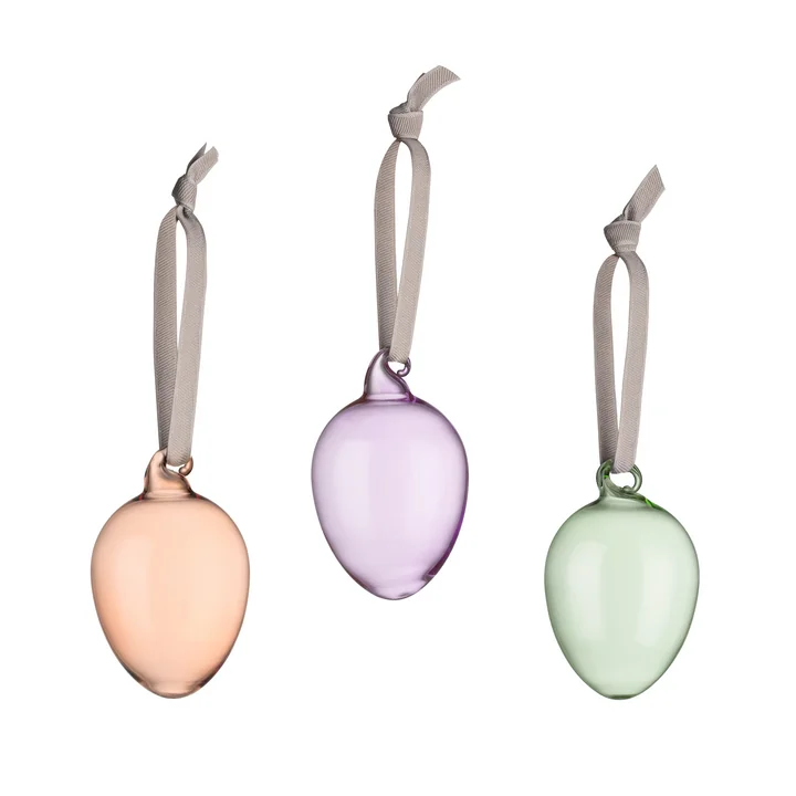 Oeufs de Pâques en verre, marron / lilas / vert (set de 3) de Iittala