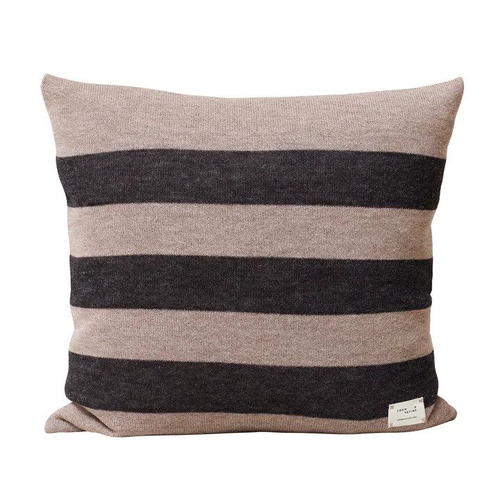 Aymara Coussin, 52 x 52 cm, Ribbon en marron clair / gris foncé de Form & Refine