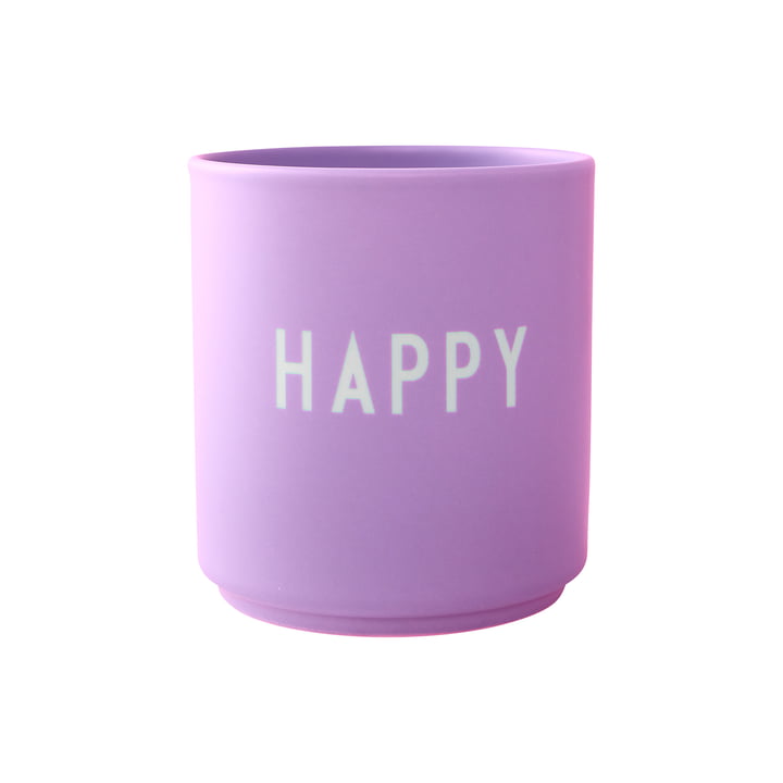 AJ Favourite Tasse en porcelaine, Happy in dark pink de Design Letters
