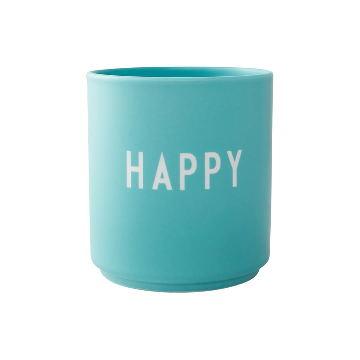 AJ Favourite Tasse en porcelaine, Happy dans aqua de Design Letters