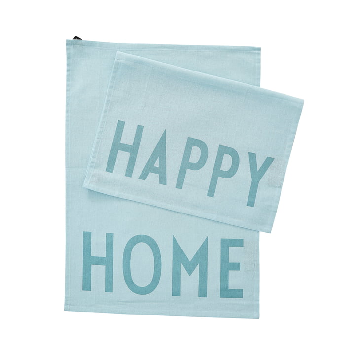 Favourite Torchon, Happy Home in light blue (set de 2) de Design Letters