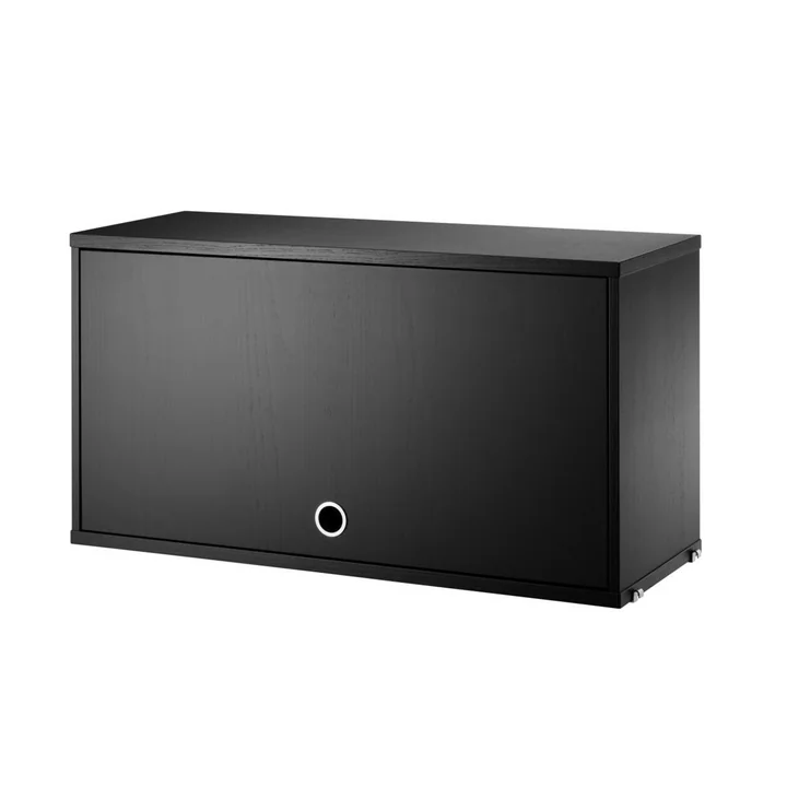 Elément d'armoire avec porte abattante, 78 x 30 cm, frêne teinté noir de String