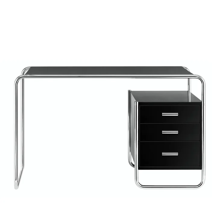 S 285/2 Bureau, chrome / frêne teinté noir de Thonet