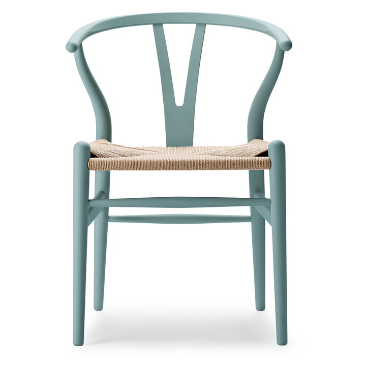 CH24 Wishbone Chair , soft pewter / tressage naturel de Carl Hansen